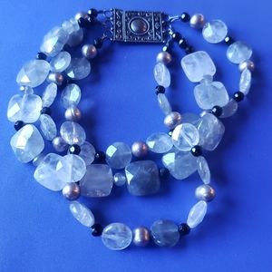 Artisan Stone and Pearl Bracelet